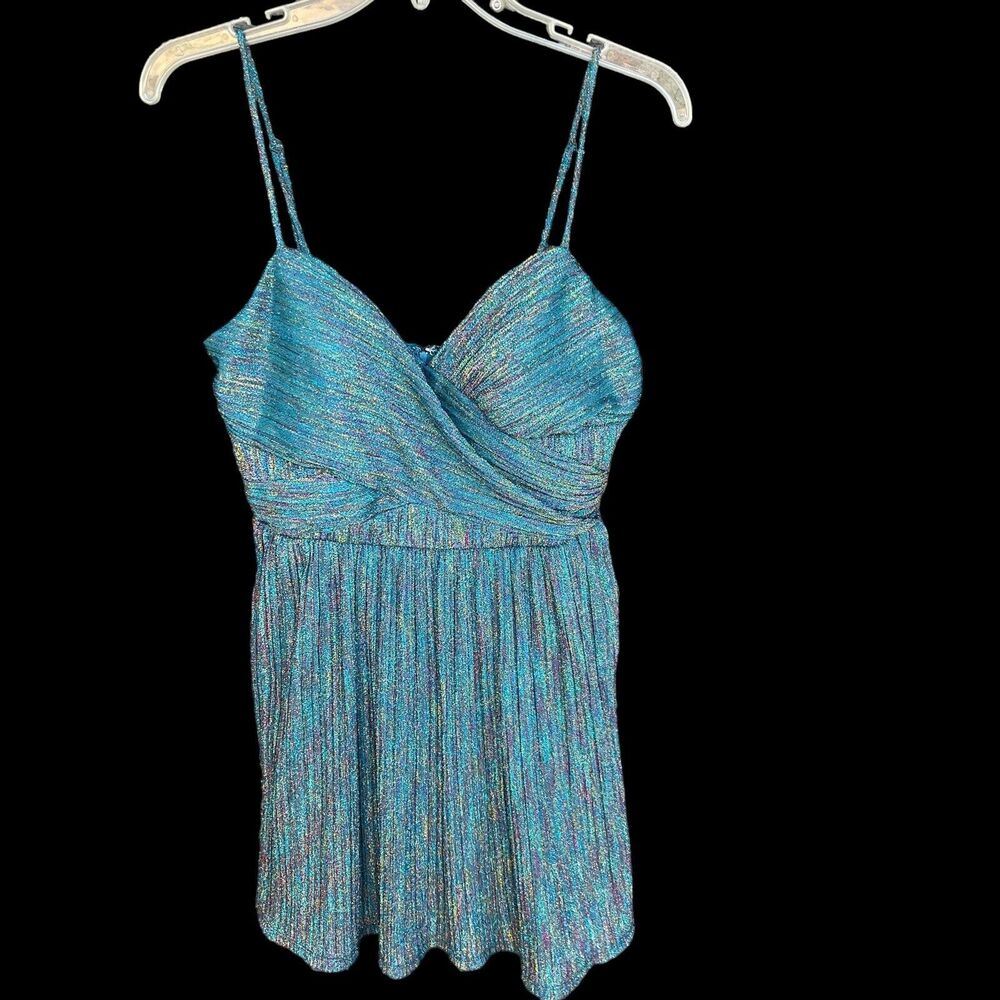 City Studio Mini Dress Juniors Sz 11 Metallic Pleated Shimmery Party Dress Fairy